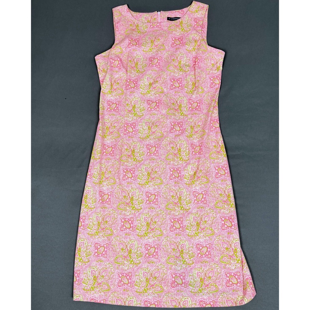 G. Francis T Sheath Dress Womens Size S Pink Paisley Floral Sleeveless Shift
